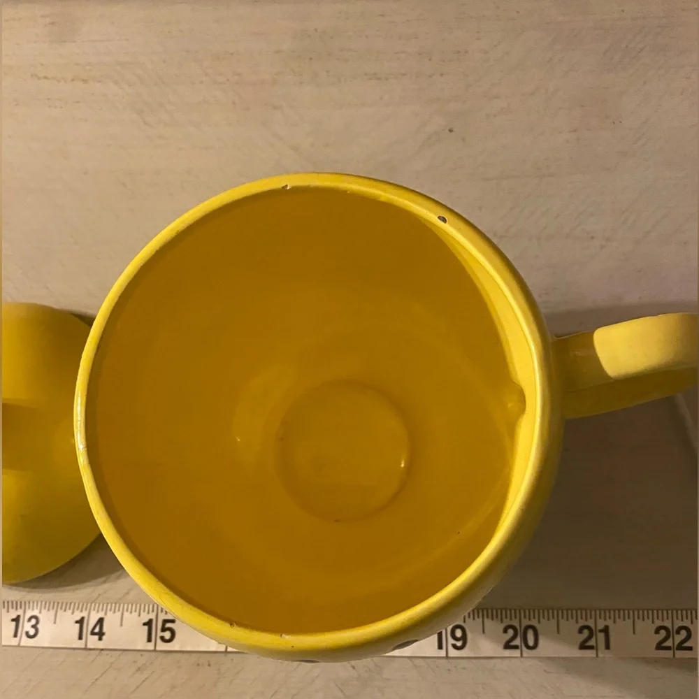 Perfect Yellow Smiley Face Mug with Lid Great accent vase happy home decorative! - Picture 7 of 9